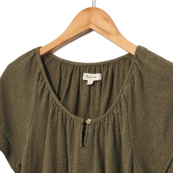 Madewell Texture & Thread Scoop Neck Short Sleeve Green Top Chic Casual  XS - Picture 3 of 12